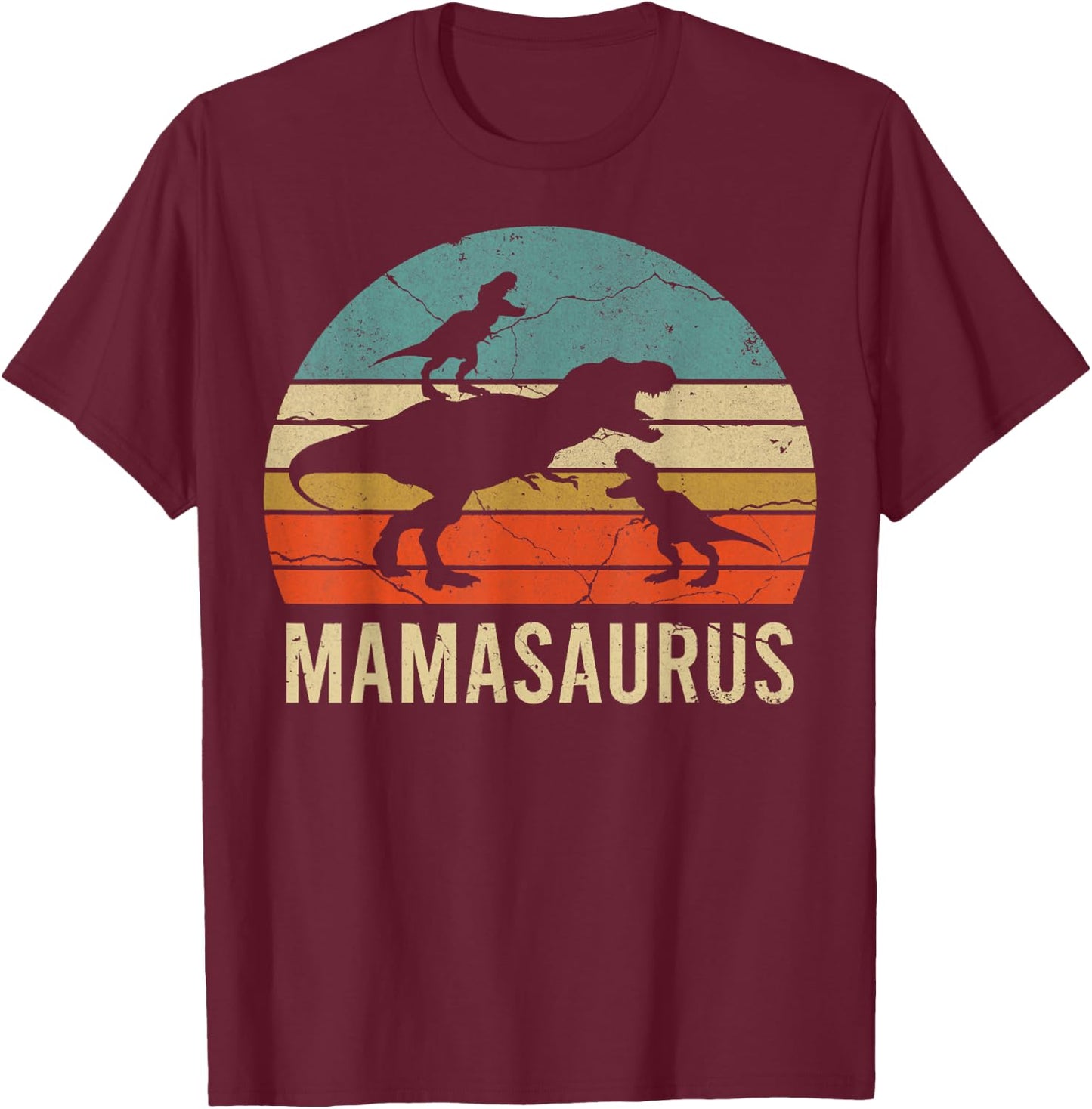 Mommy Mom Mama Dinosaur Funny 2 Two kid Mamasaurus 2020 Gift T-Shirt - T-Shirt | Maroon