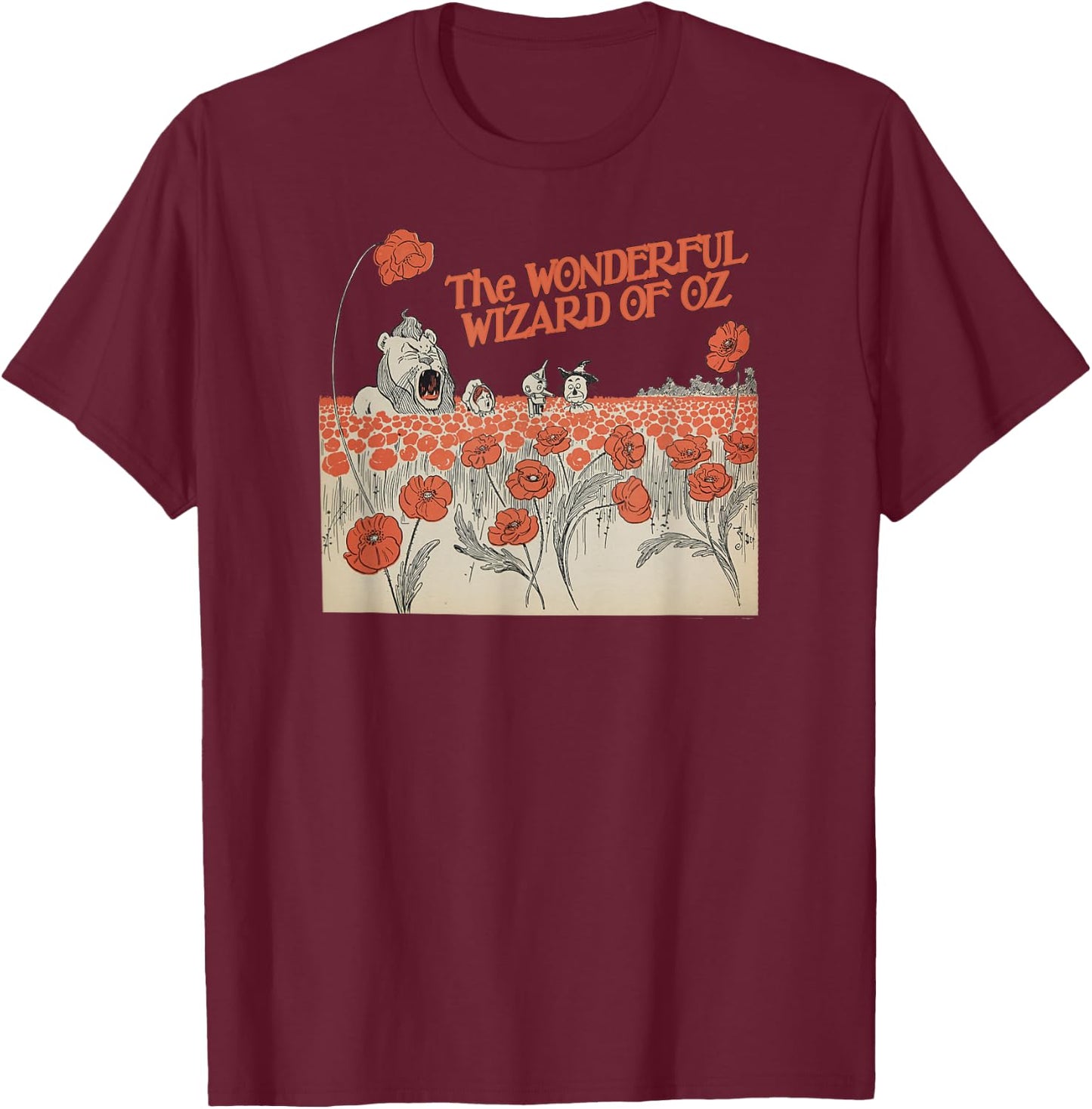 Poppies Vintage Wizard of OZ - The Deadly Poppy Field T-Shirt - T-Shirt | Maroon