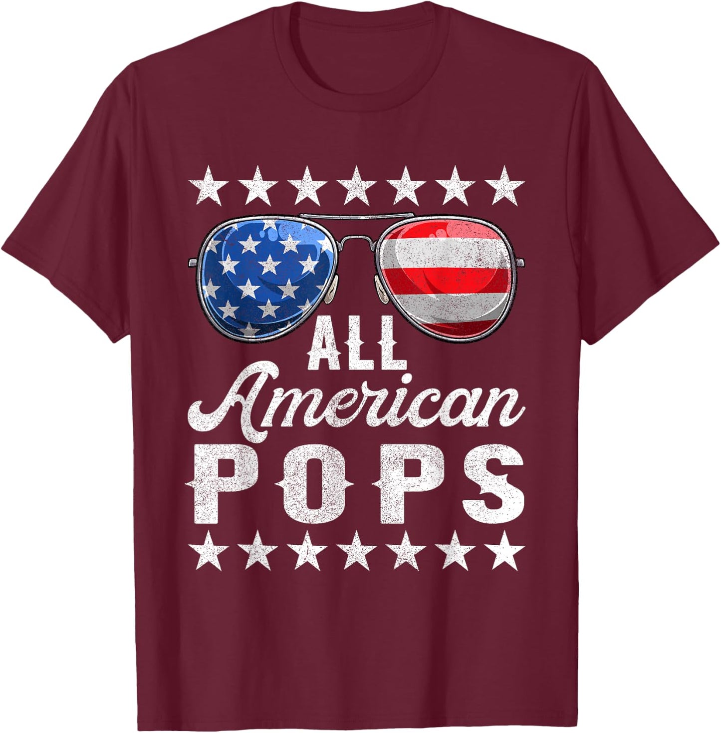 All American Pops Shirts, 4th Of July Matching Outfit Family T-Shirt - T-Shirt | Maroon