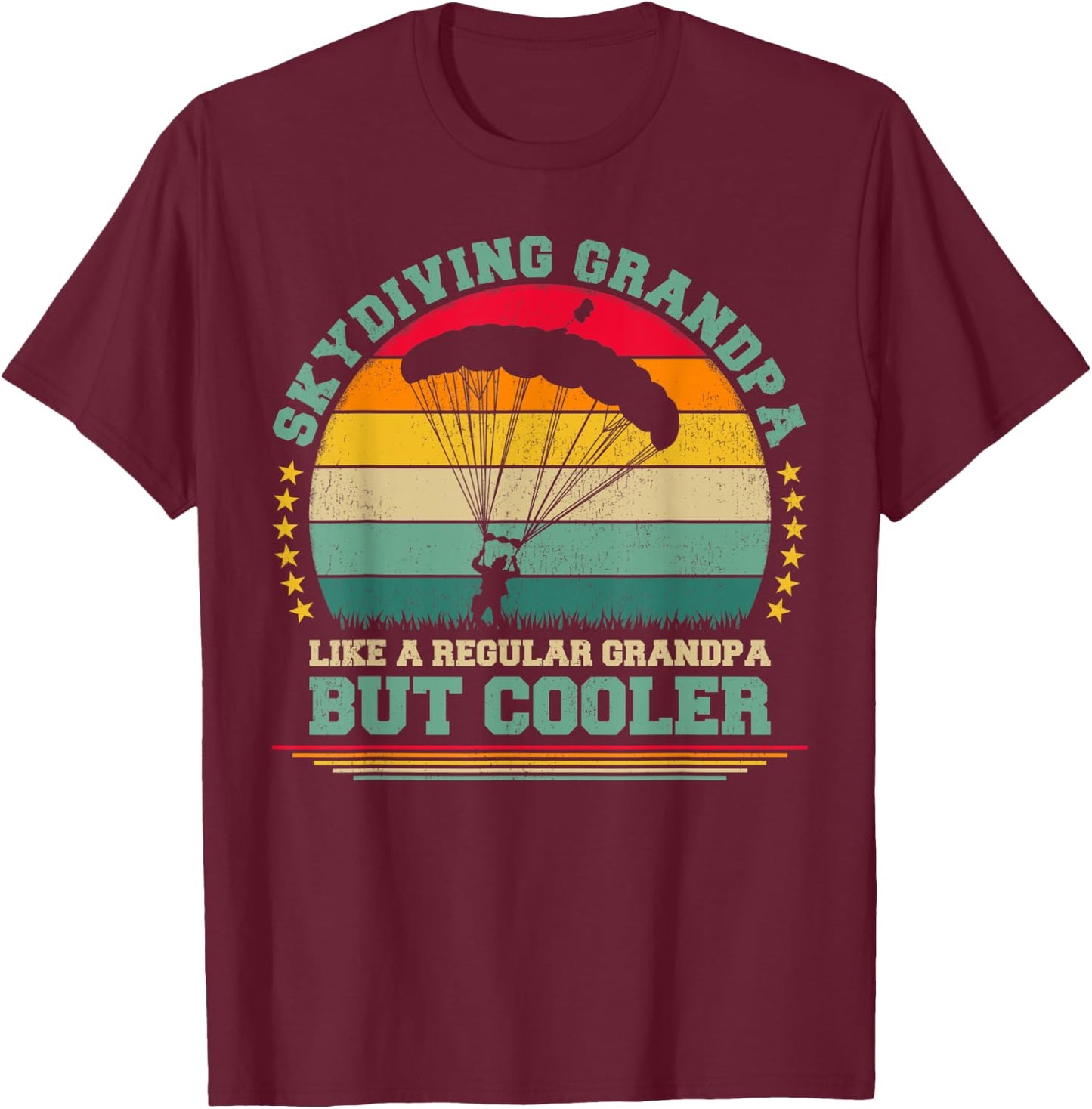 Skydiving Lover Funny Vintage Skydiving Grandpa Father's Day T-Shirt - T-Shirt | Maroon