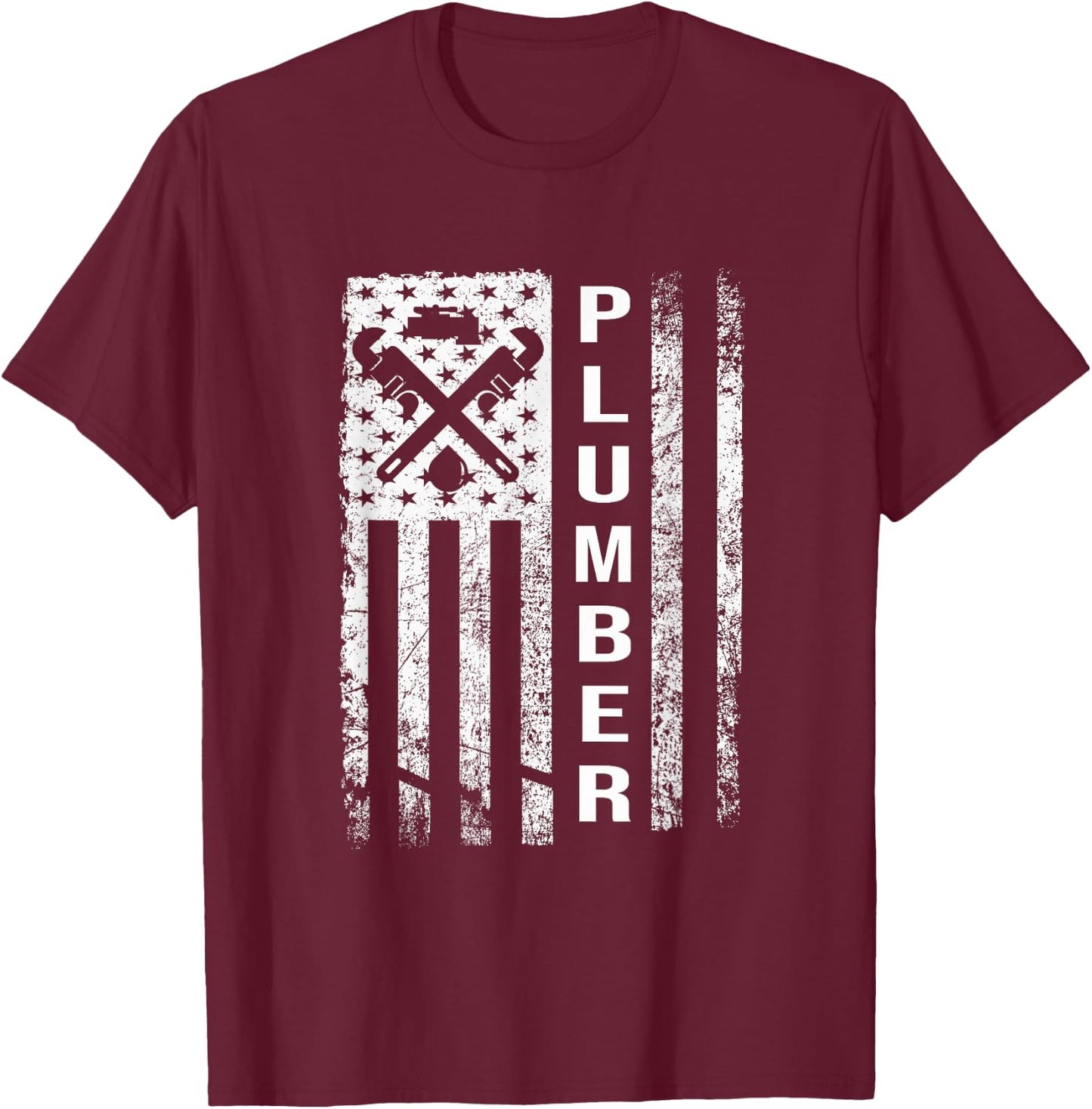 Plumber Flag - Gifts For Plumbers Funny Plumbing Outfit T-Shirt - T-Shirt | Maroon