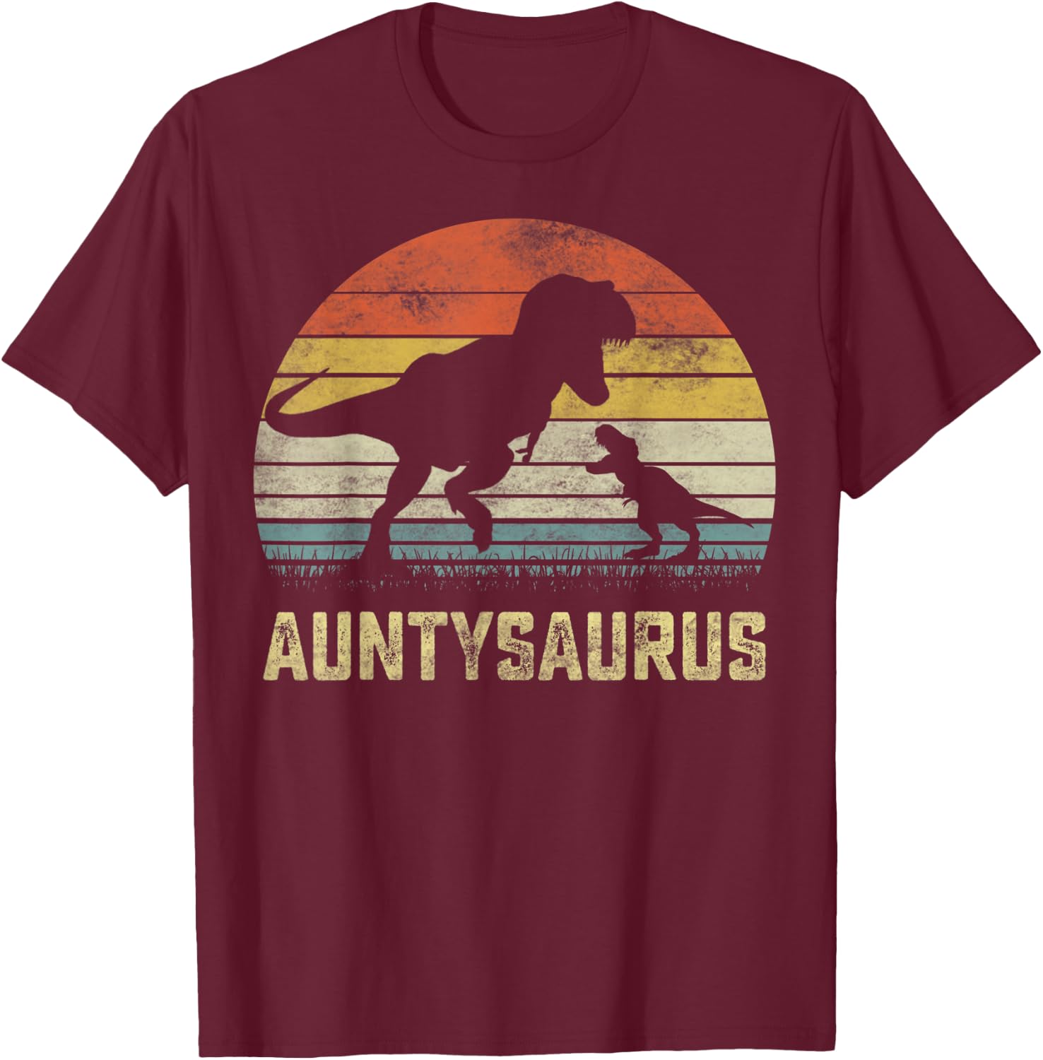 Auntysaurus T Rex Dinosaur Aunty Saurus Family Matching T-Shirt - T-Shirt | Maroon