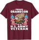 Proud Grandson Of A US Army Veteran - Military Vet's Family T-Shirt - T-Shirt | Maroon