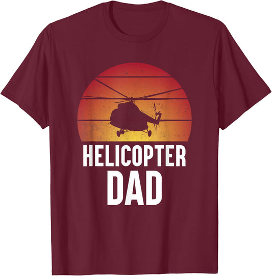 Helicopter Dad Men Boys Husband Aircraft Helicopter Pilot T-Shirt - T-Shirt | Maroon