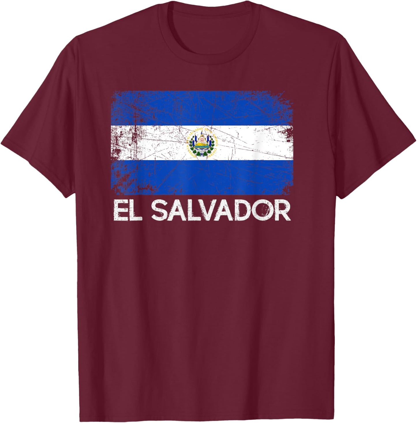 Salvadoran Flag | Vintage Made In El Salvador Gift T-Shirt - T-Shirt | Maroon