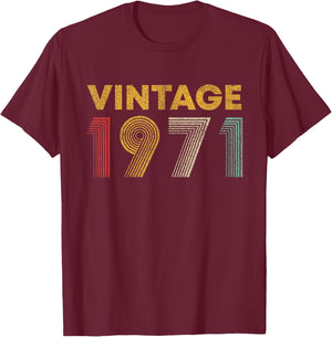 Vintage 1971 54th Birthday Gift Men Women 54 Years Old T-Shirt - T-Shirt | Maroon