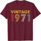 Vintage 1971 54th Birthday Gift Men Women 54 Years Old T-Shirt - T-Shirt | Maroon