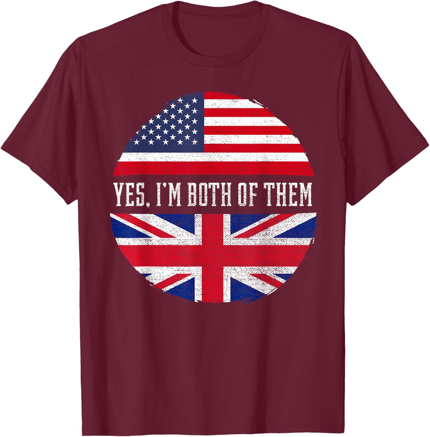 Half American Half British USA Flag United Kingdom Heritage Small T-Shirt - T-Shirt | Maroon
