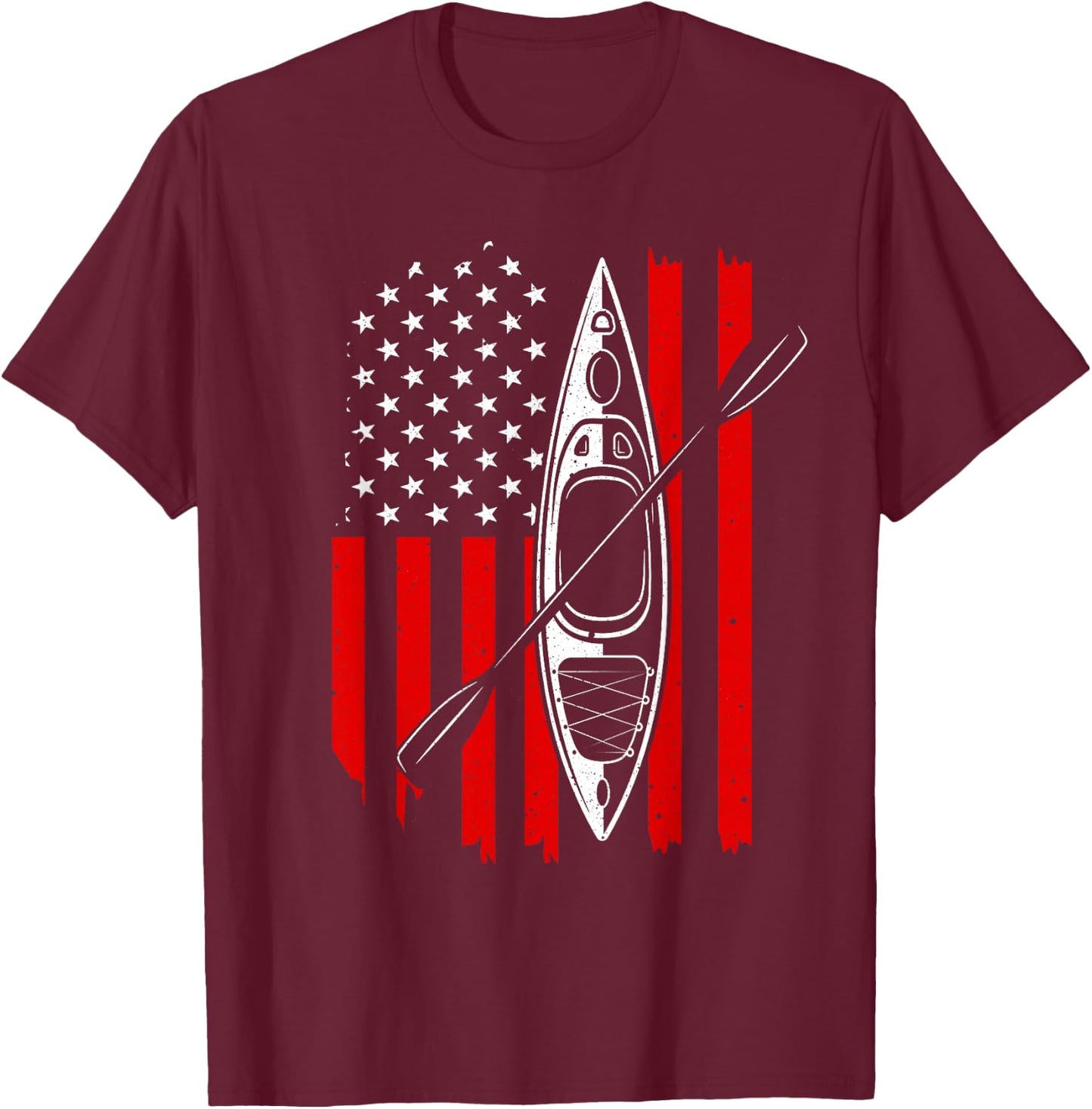 Funny Kayaking Gift Women Cool American Flag Kayak T-Shirt - T-Shirt | Maroon