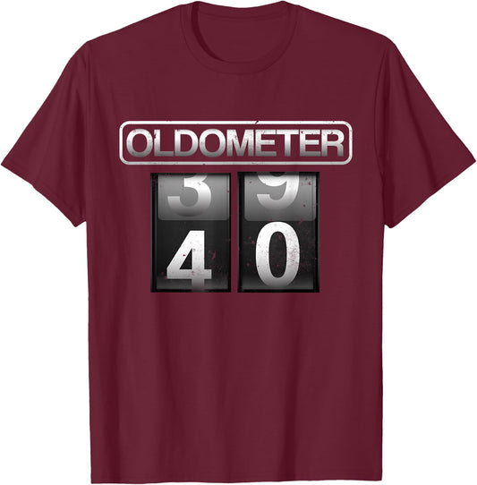 Odometer Funny 40th Birthday Party Gift 40 yrs Old Joke Cars T-Shirt - T-Shirt | Maroon