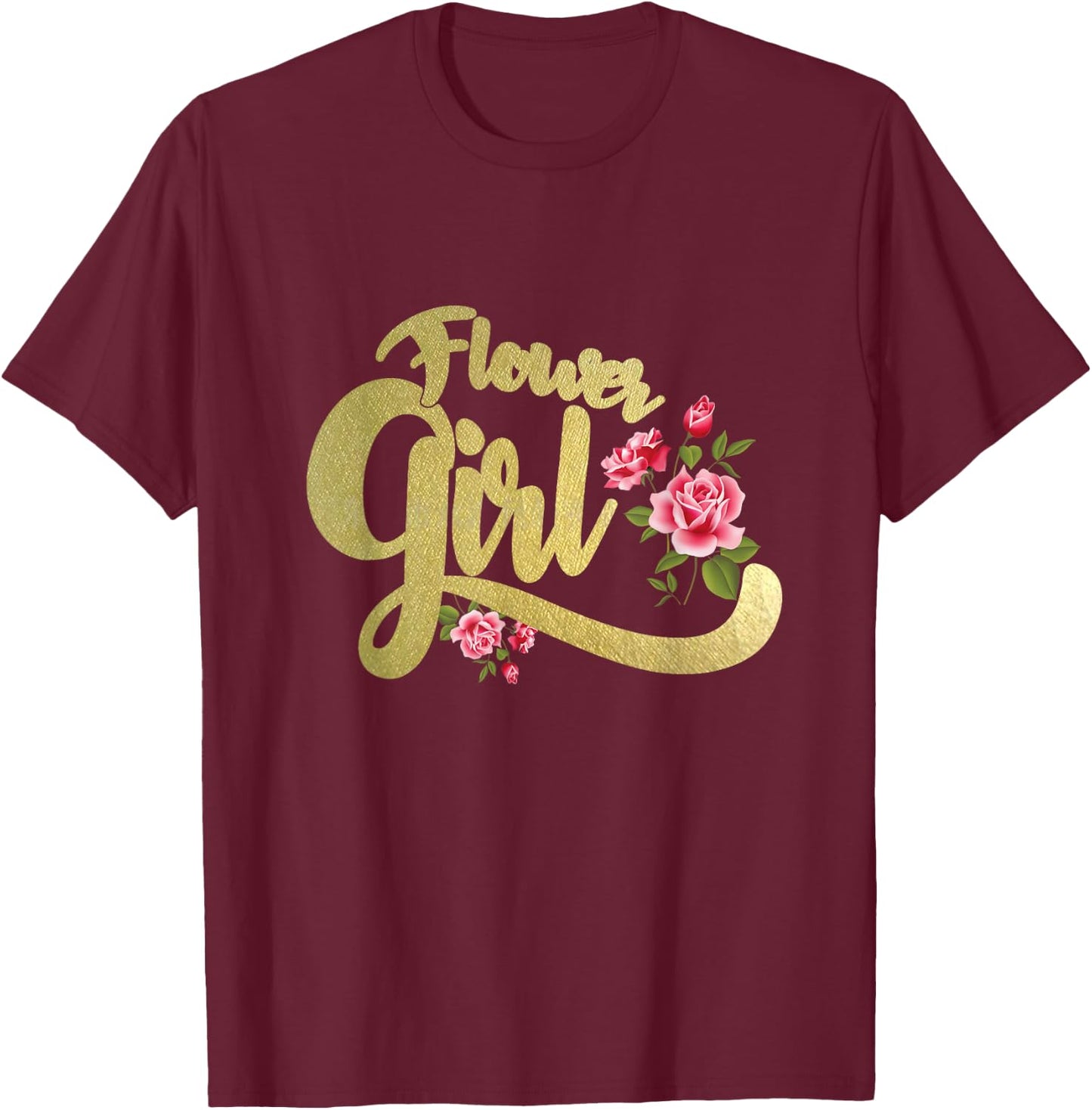 Flower Girl , Bride Groom Wedding Party Gift T-Shirt - T-Shirt | Maroon