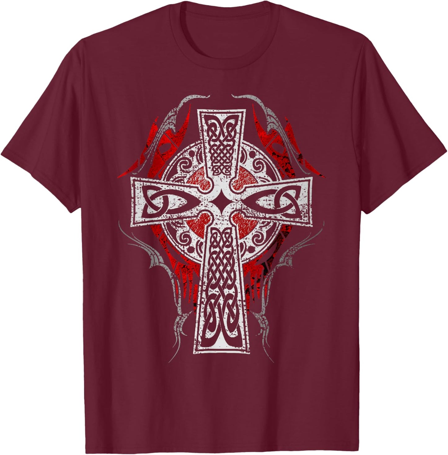 Fenrir The Norse Wolf Shirts Cross Celtic Vintage Norse Tribal T-Shirt - T-Shirt | Maroon