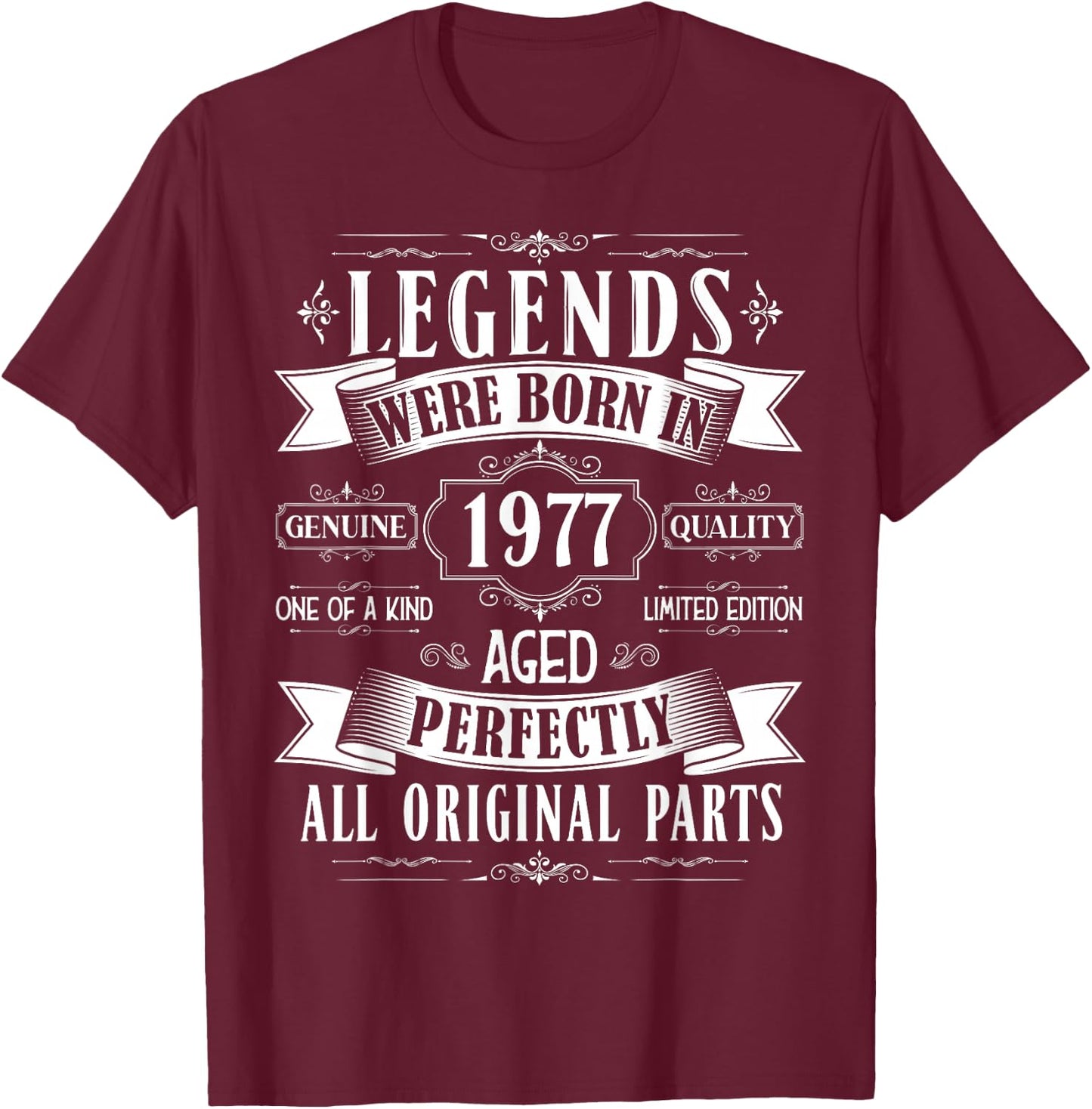 Legends Born In 1977 48th Birthday 48 Years Old Bday Men T-Shirt - T-Shirt | Maroon