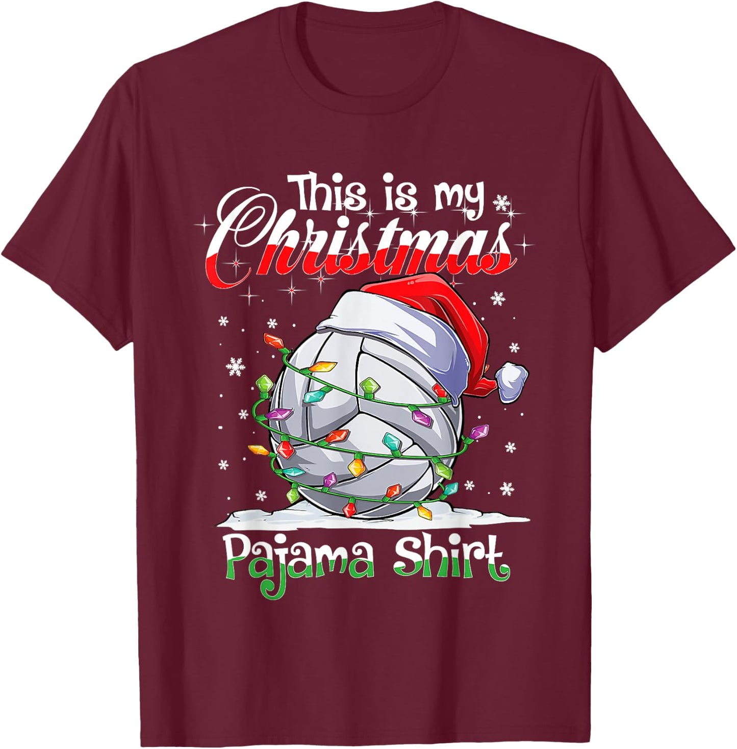 This Is My Christmas Volleyball Pajama Shirt For Boys Men T-Shirt - T-Shirt | Maroon