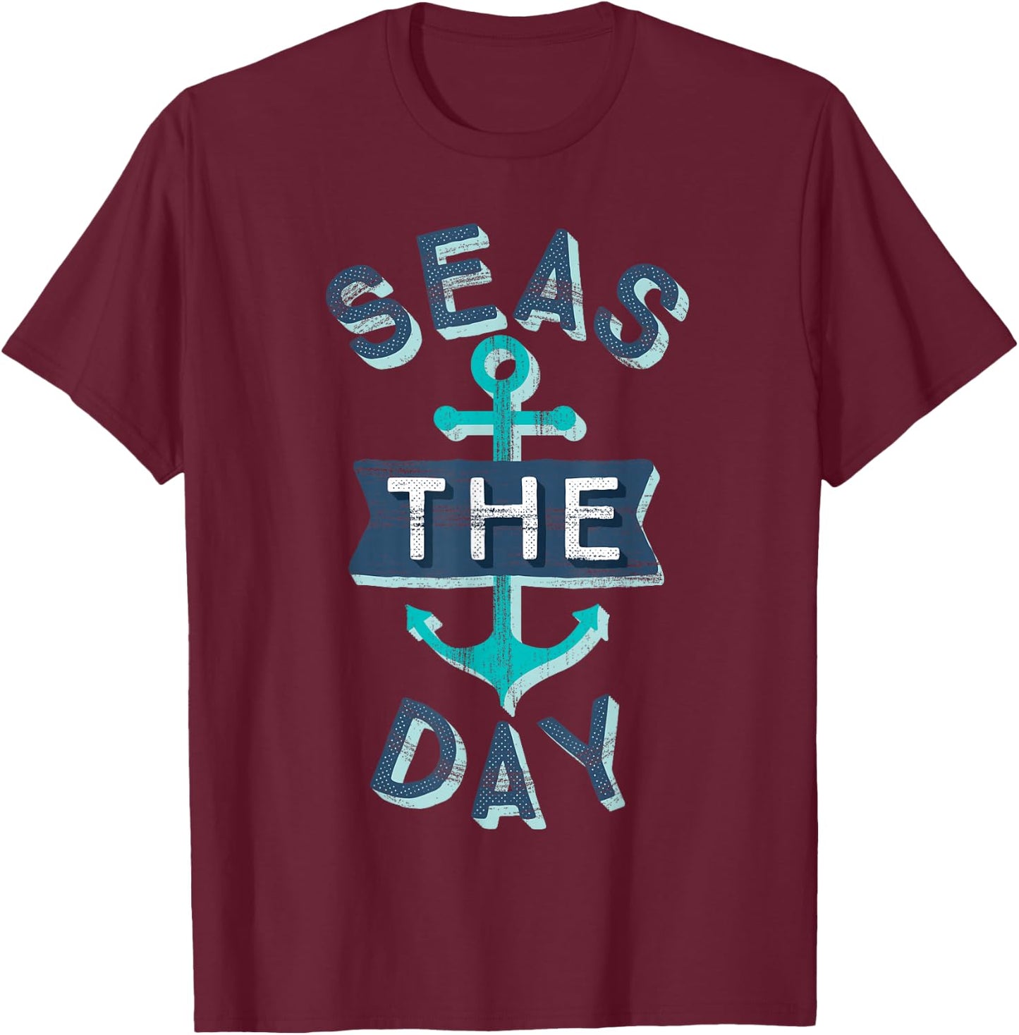 Nautical Bachelorette Party Sailing Gift Seas the Day Anchor T-Shirt - T-Shirt | Maroon