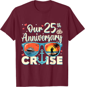 Our 25th Wedding Anniversary Cruise Vacation Couple Matching T-Shirt - T-Shirt | Maroon