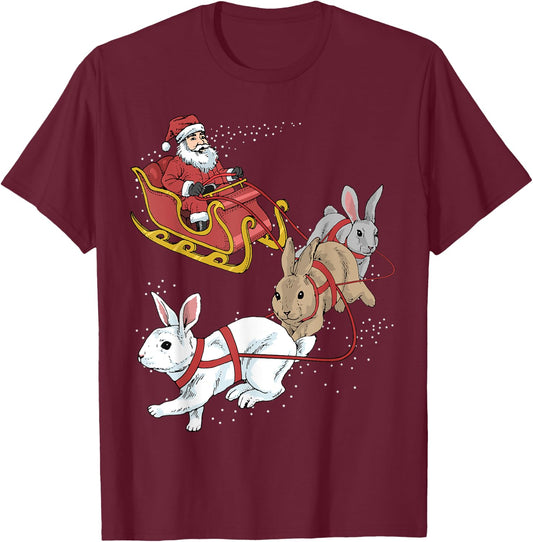 Rabbit Christmas T-Shirt - T-Shirt | Maroon