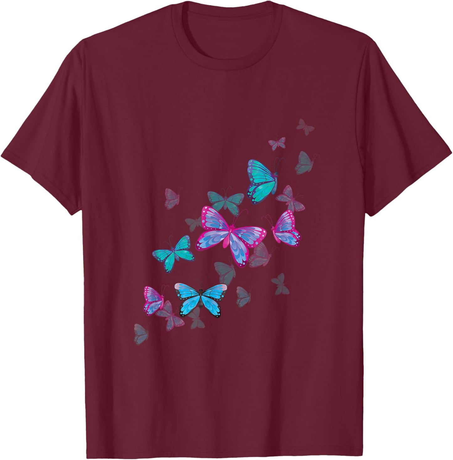 Butterflies Beautiful Colorful Butterfly Lepidoptera Spring T-Shirt - T-Shirt | Maroon
