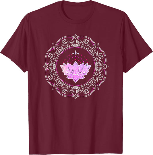 Lotus flower mandala yoga lotus design lotus flower T-Shirt - T-Shirt | Maroon