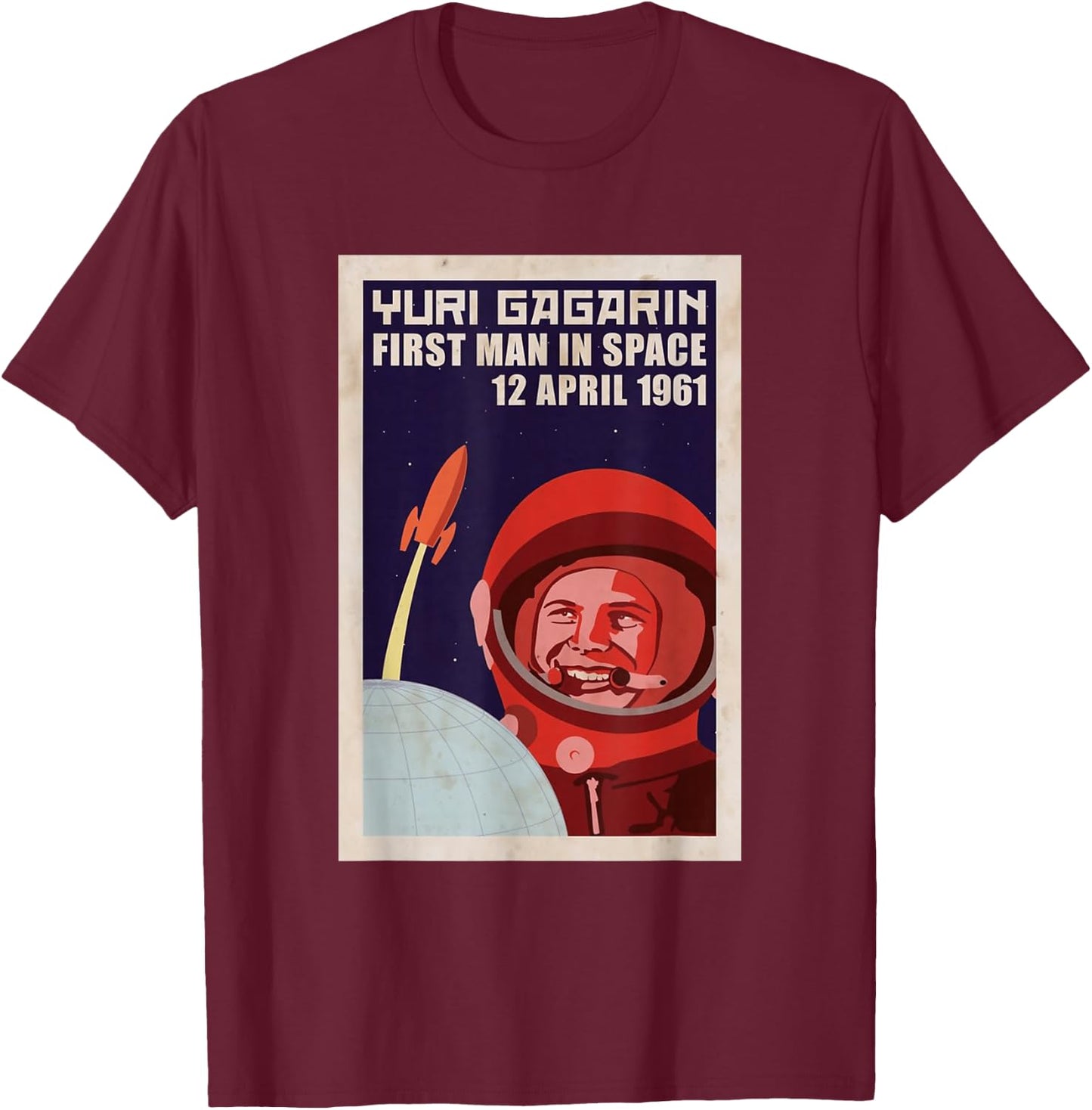 USSR CCCP Astronaut Yuri Gagarin T-Shirt - T-Shirt | Maroon
