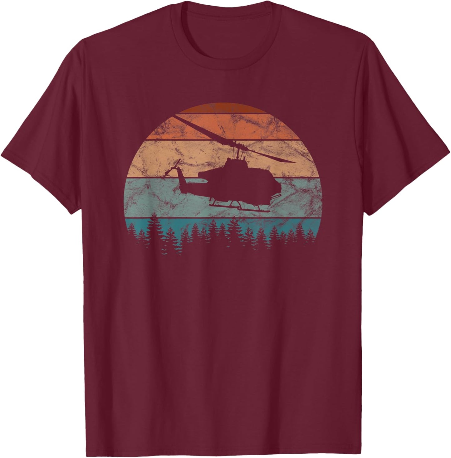 AH-1 Cobra Helicopter Retro Vintage T-Shirt - T-Shirt | Maroon