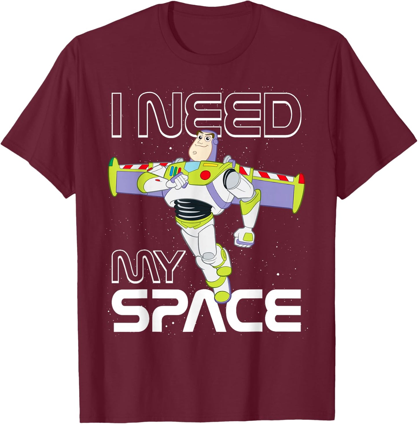 Disney Pixar Toy Story Buzz Lightyear I Need My Space Logo T-Shirt - T-Shirt | Maroon