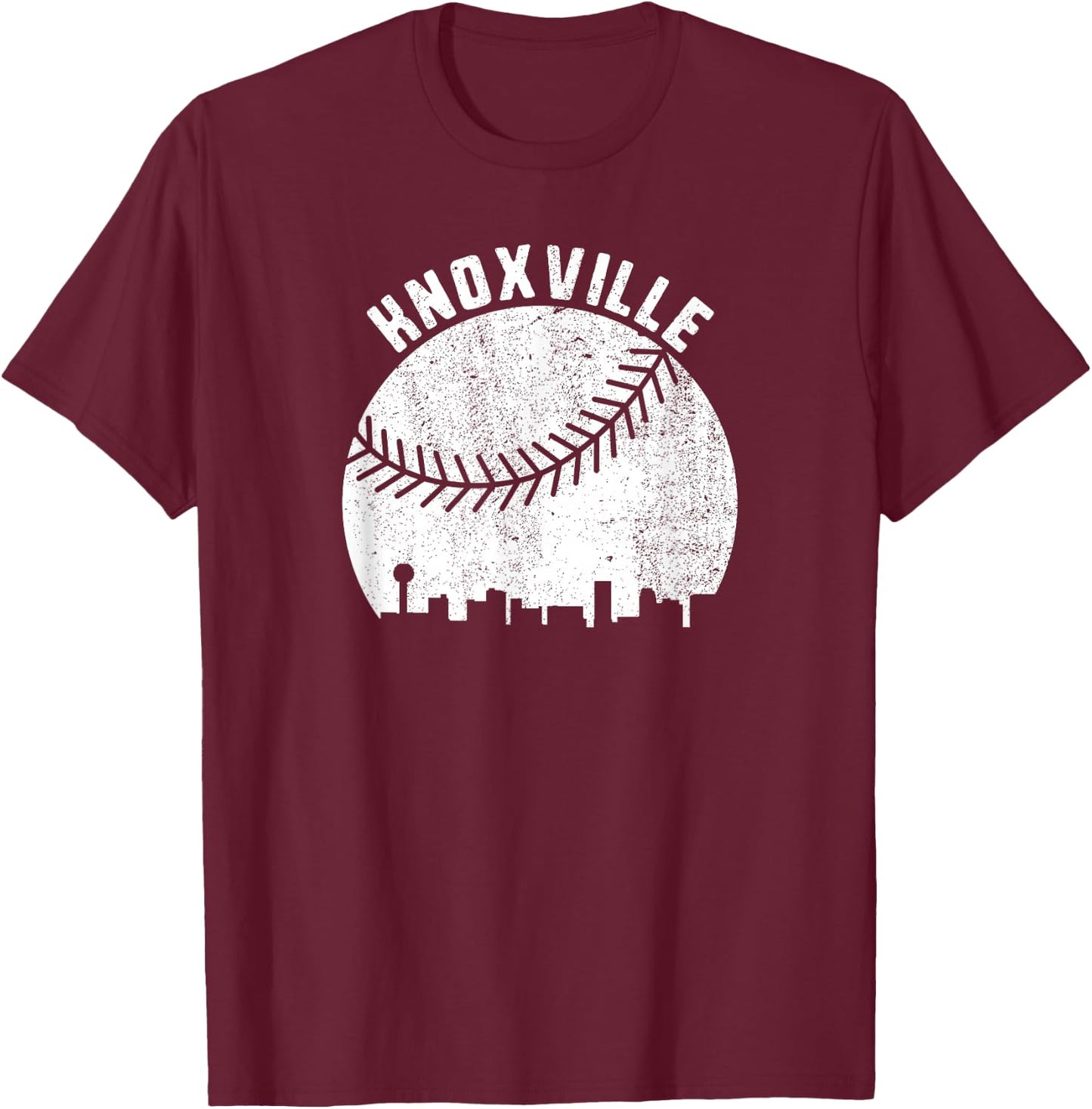 Knoxville Skyline Baseball Fan Vintage Knoxville TN Baseball T-Shirt - T-Shirt | Maroon