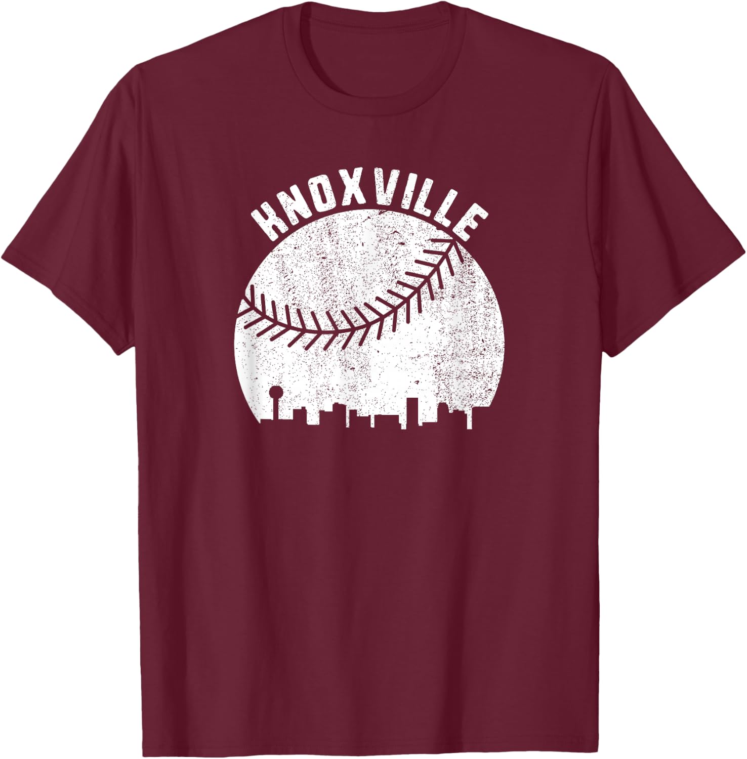 Knoxville Skyline Baseball Fan Vintage Knoxville TN Baseball T-Shirt - T-Shirt | Maroon