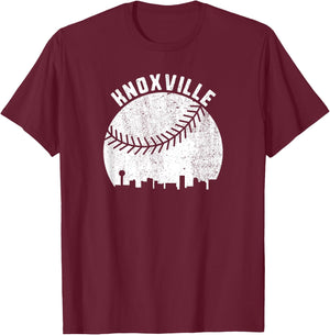 Knoxville Skyline Baseball Fan Vintage Knoxville TN Baseball T-Shirt - T-Shirt | Maroon