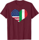 Italian American Flag Heart Love USA Italia Italy T-Shirt - T-Shirt | Maroon