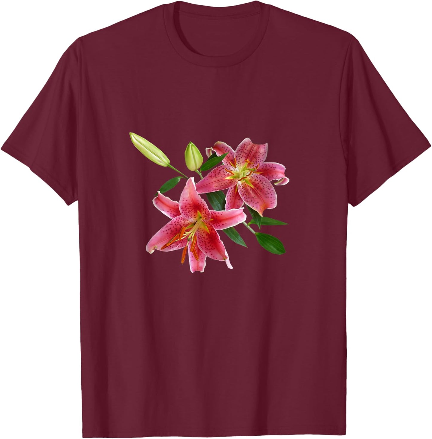 Stargazer Lily - Ideal for Gardener Flower Lovers T-Shirt - T-Shirt | Maroon