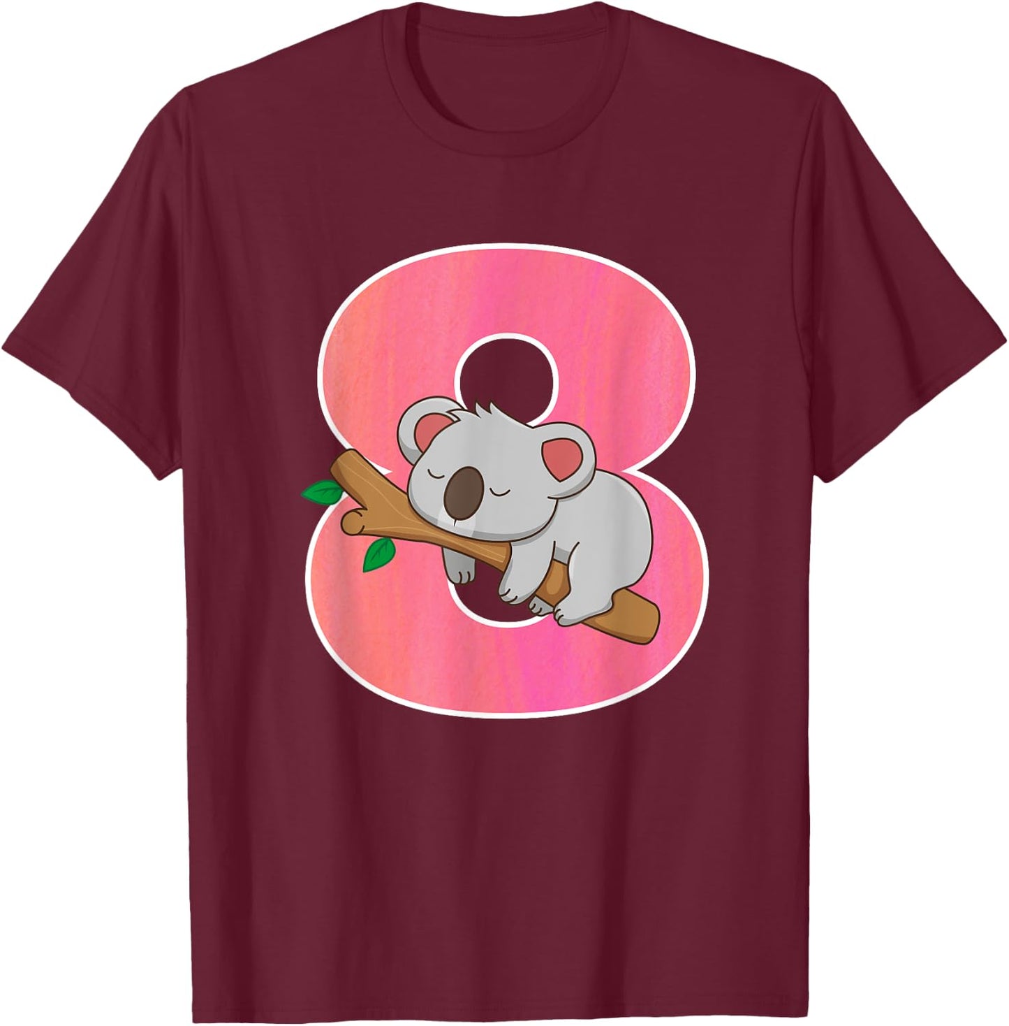 Koala Bear Girls 8th Birthday Turning 8 Koala Birthday T-Shirt - T-Shirt | Maroon