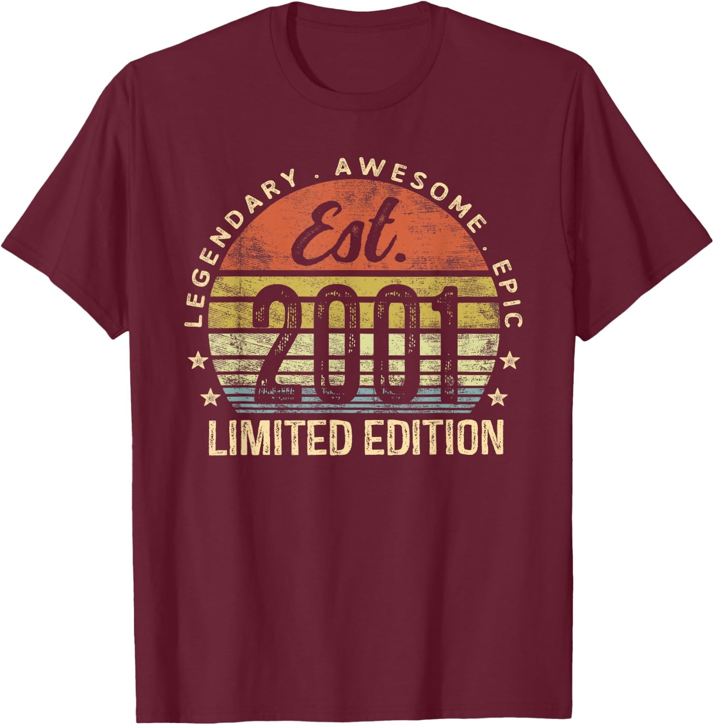 Est 2001 Limited Edition 24th Birthday Gifts 24 Year Old T-Shirt - T-Shirt | Maroon