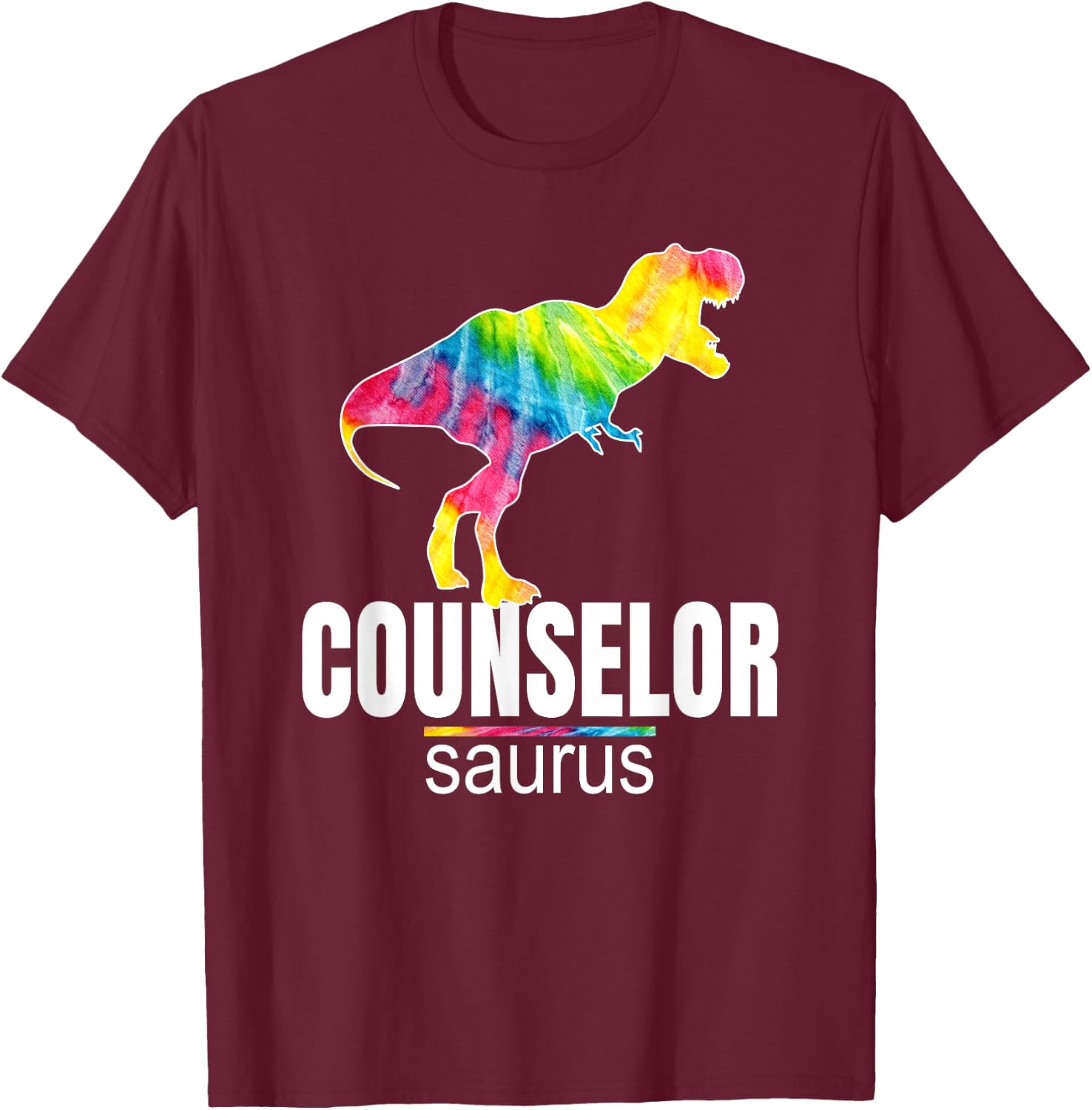 Counselorsaurus Dinosaur Funny Counselor Back-School Cute T-Shirt - T-Shirt | Maroon