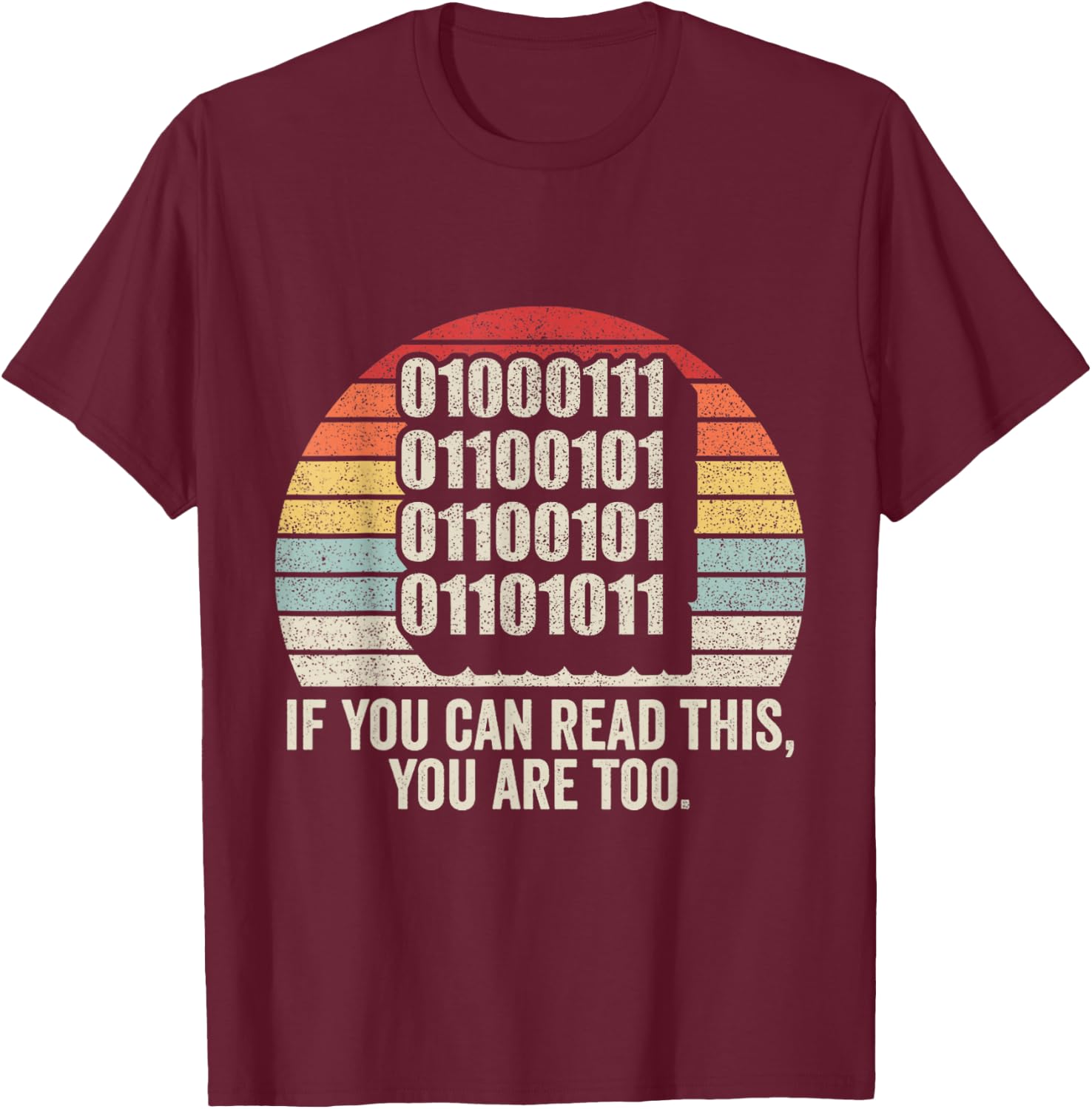 Retro Vintage Computer Binary Code Programmer Developer Geek T-Shirt - T-Shirt | Maroon