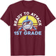 Ready To Attack 1st Grade Shark First Day Of School T-Shirt - T-Shirt | Maroon