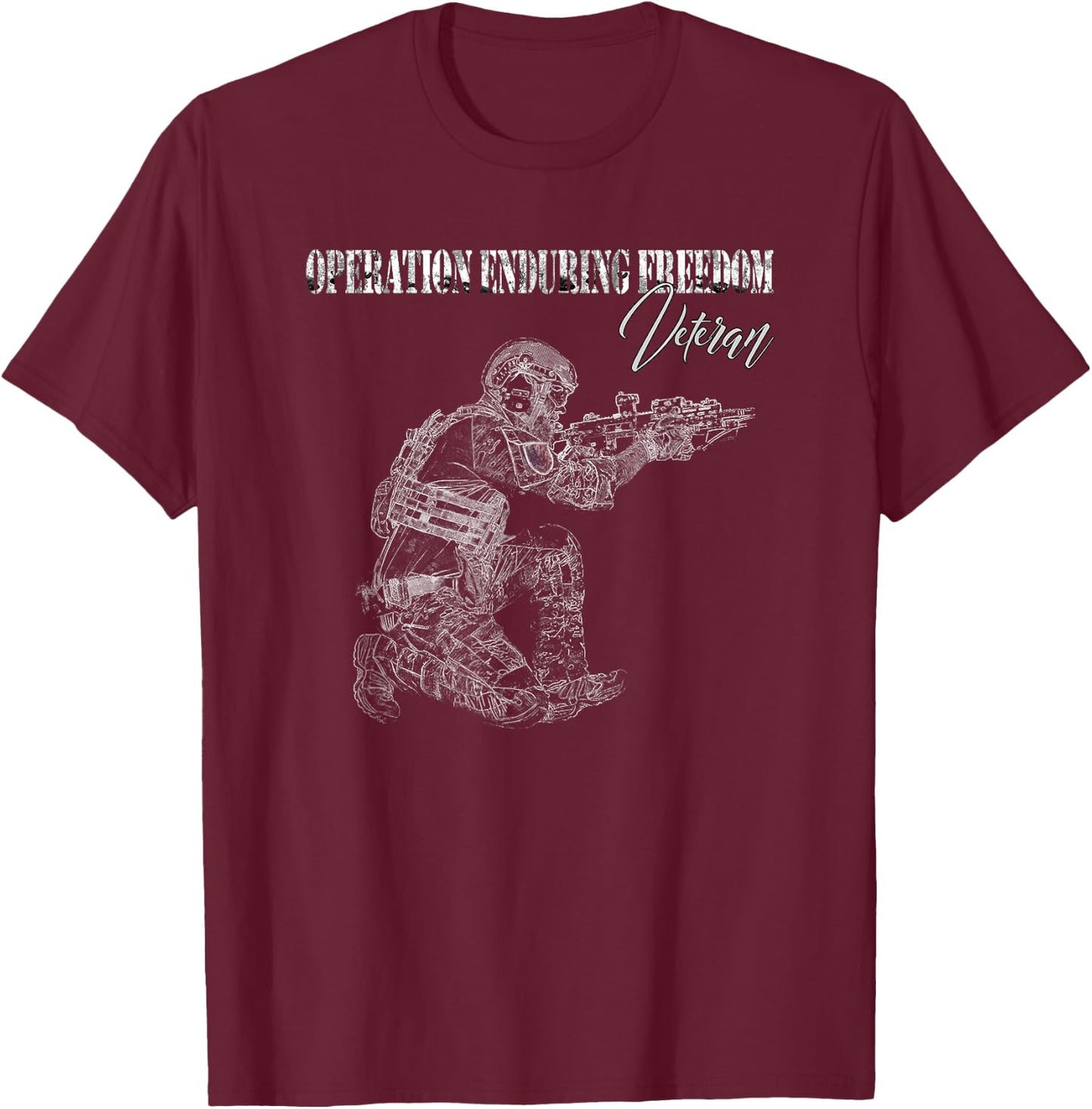 Operation Enduring Freedom OEF US Military Veteran T-Shirt - T-Shirt | Maroon