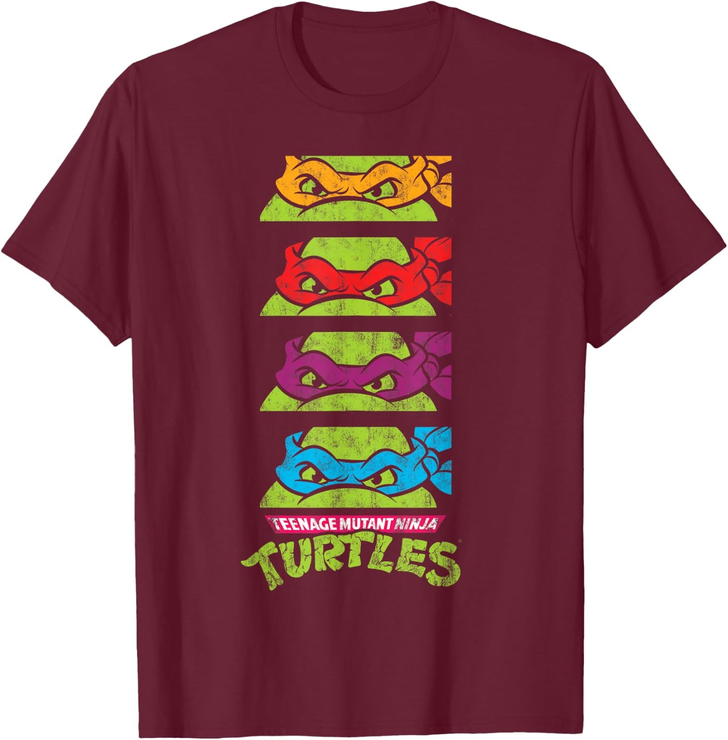 TMNT All Characters With Masks T-Shirt - T-Shirt | Maroon