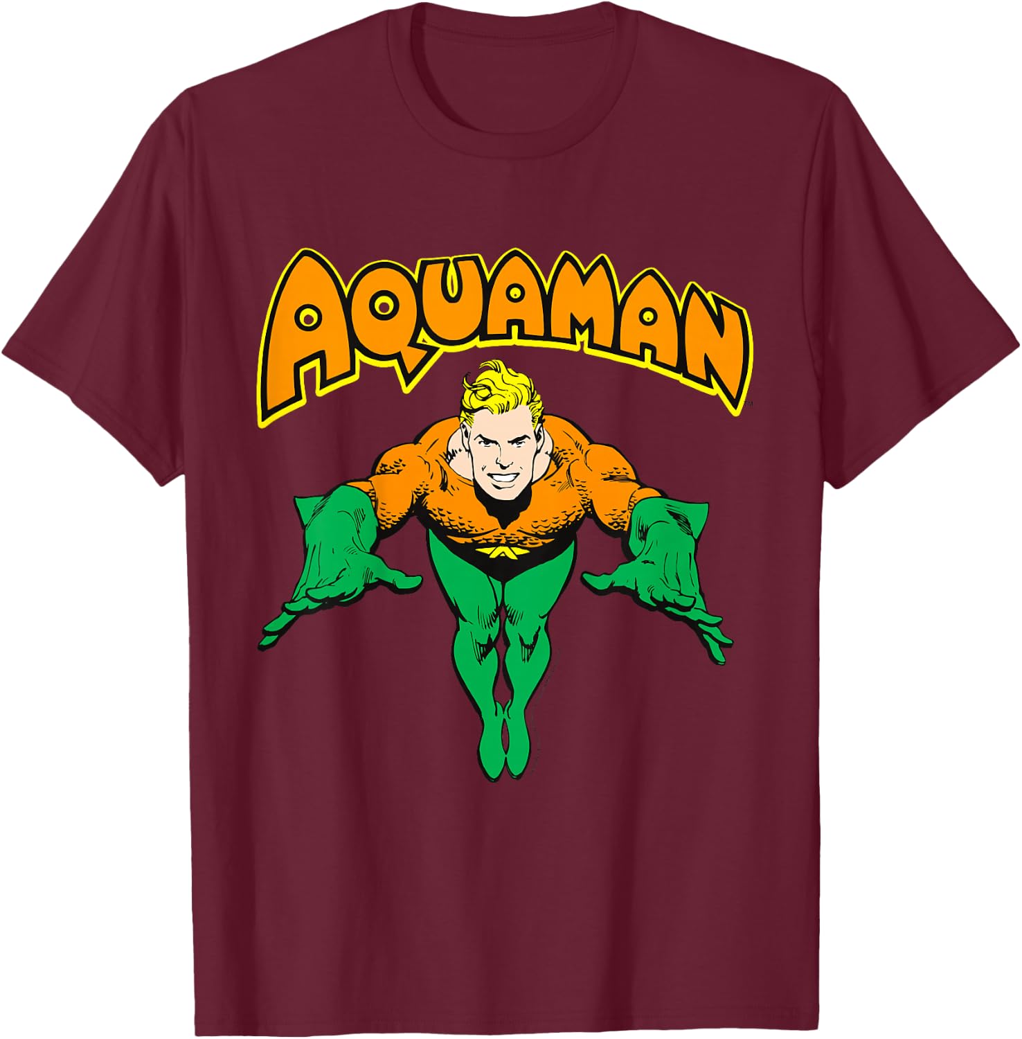 Kids DC Comics Aquaman Vintage Portrait Logo T-Shirt - T-Shirt | Maroon