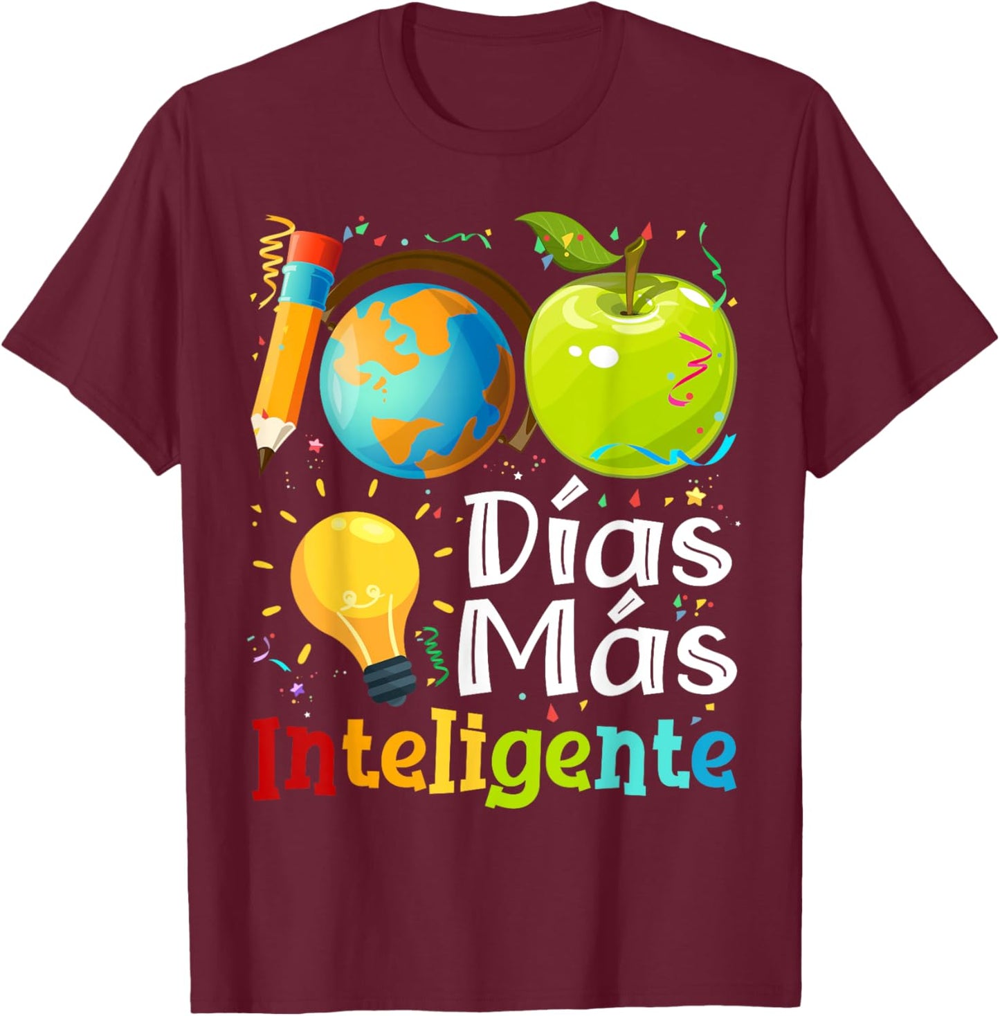 100 Dias mas inteligente Spanish Teacher 100th Day School Women Kids T-Shirt - T-Shirt | Maroon
