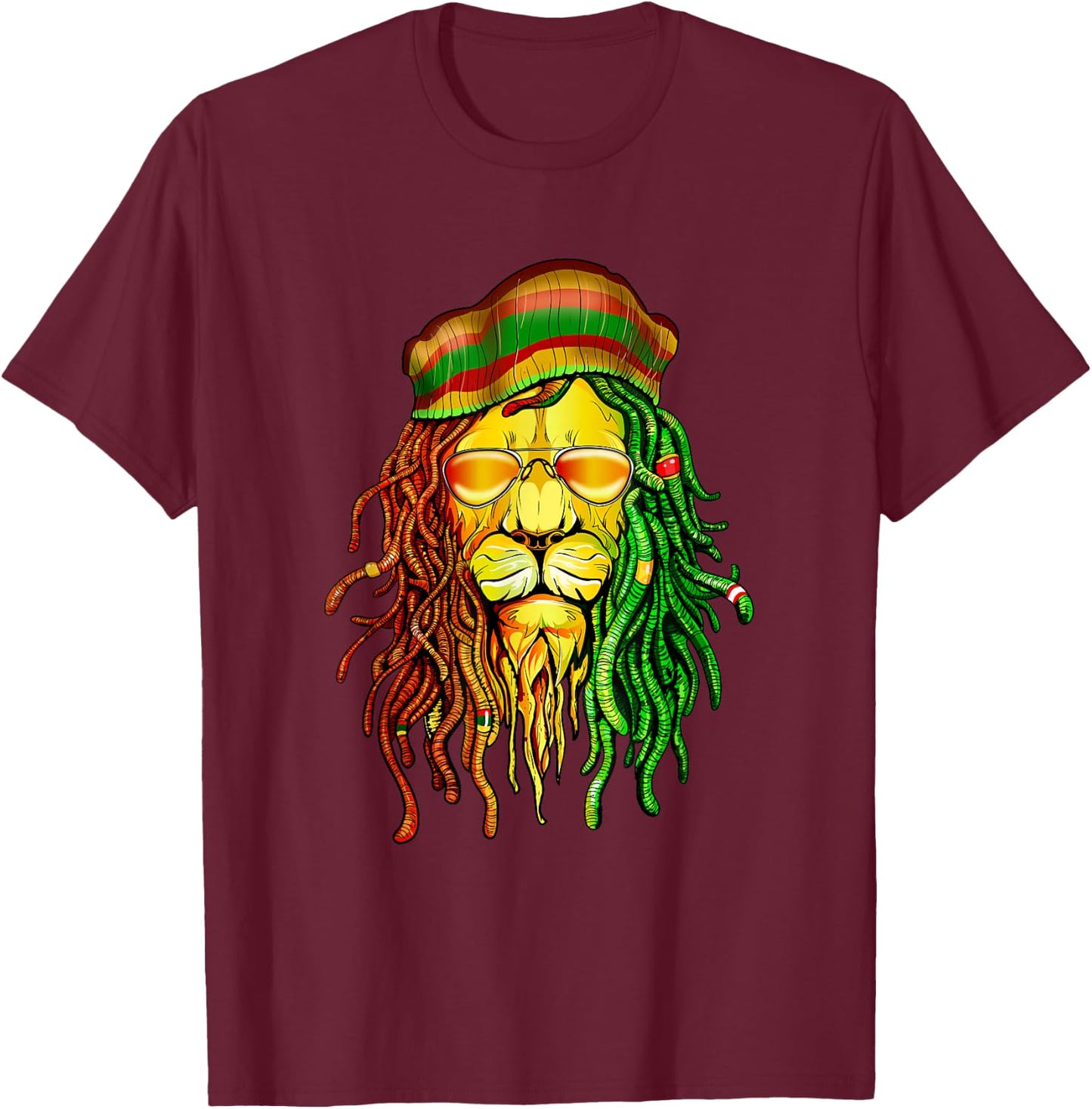 Reggae Music lovers , Jamaican Lion T-Shirt - T-Shirt | Maroon