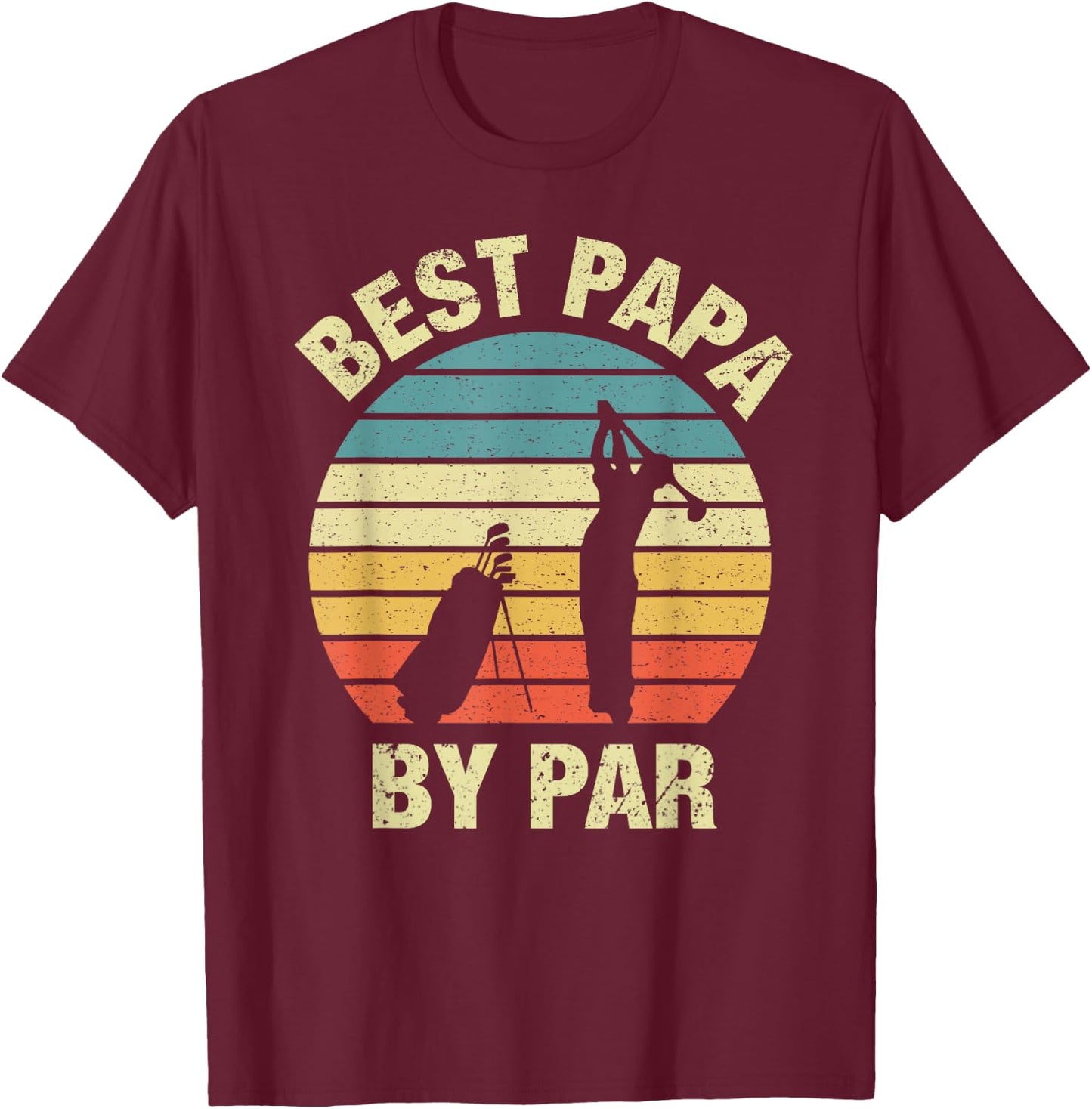 Vintage Best Papa By Par Father's Day Golfing T-Shirt - T-Shirt | Maroon