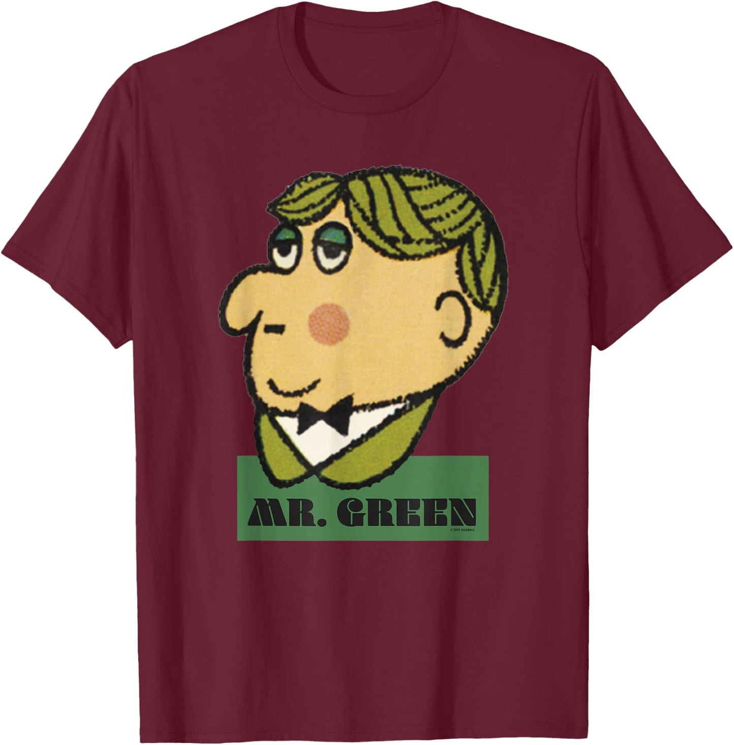 Clue Halloween Mr. Green Big Face T-Shirt - T-Shirt | Maroon