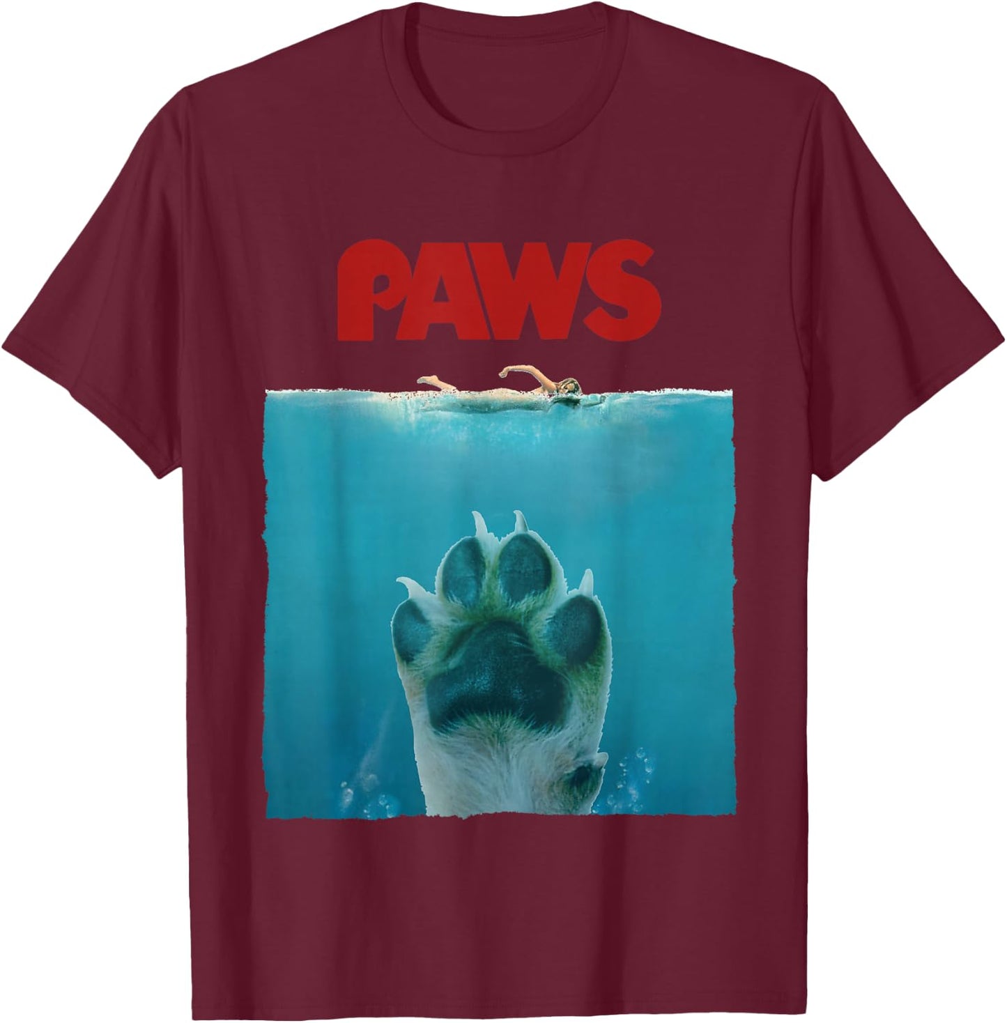 Funny & Awesome Paws Movie Parody Dog T-Shirt - T-Shirt | Maroon