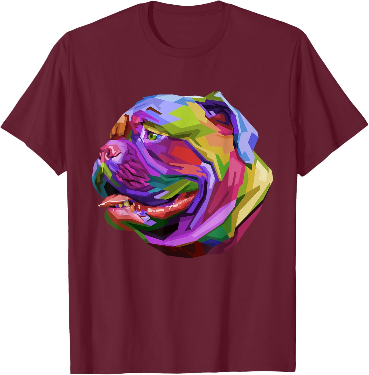 English British Bulldog Pop Art Portrait for Dog Owners T-Shirt - T-Shirt | Maroon