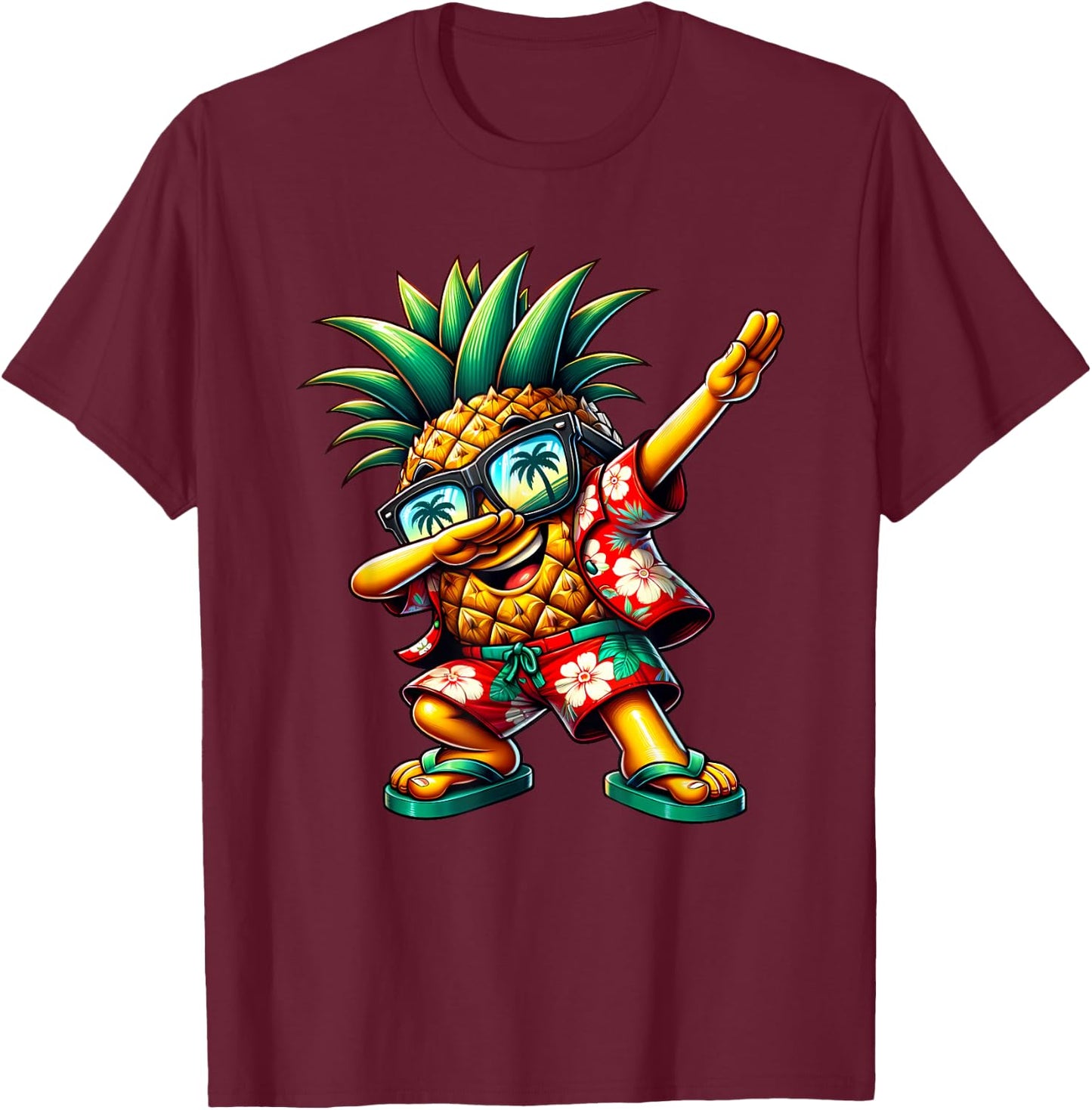 Dabbing Pineapple Sunglasses Aloha Beaches Hawaii T-Shirt - T-Shirt | Maroon