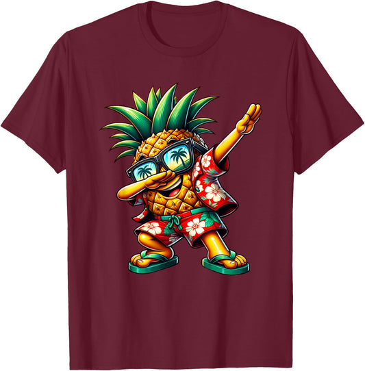 Dabbing Pineapple Sunglasses Aloha Beaches Hawaii T-Shirt - T-Shirt | Maroon