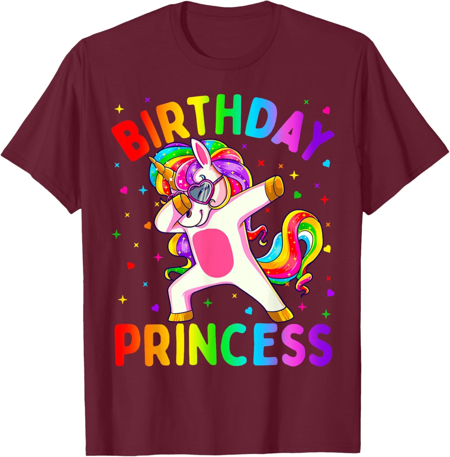 Birthday Princess Girl Dabbing Unicorn Girls T-Shirt - T-Shirt | Maroon