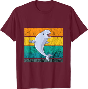 Beluga Whale Retro Vintage White Whale Arctic Ocean Mammals T-Shirt - T-Shirt | Maroon