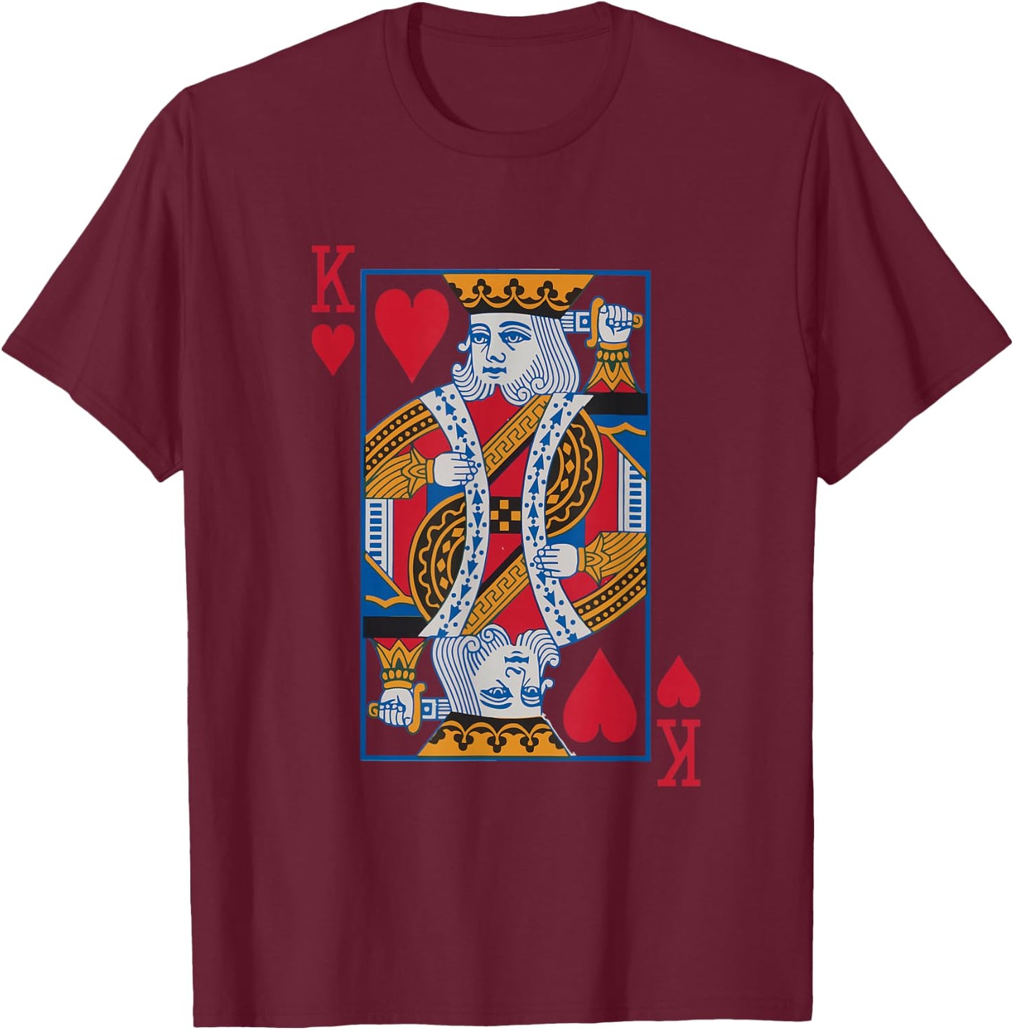 King Hearts Card - Casino Gambler and Card Game Fans T-Shirt - T-Shirt | Maroon